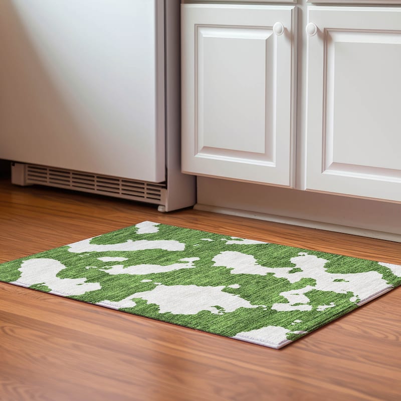 Premium Washable Super Soft Contemporary Islands Mayfield Rug - Green - 1'8" x 2'6"