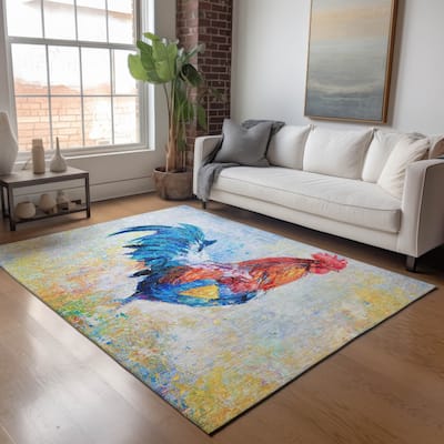 Premium Washable Super Soft Rooster Farmhouse Mayfield Rug