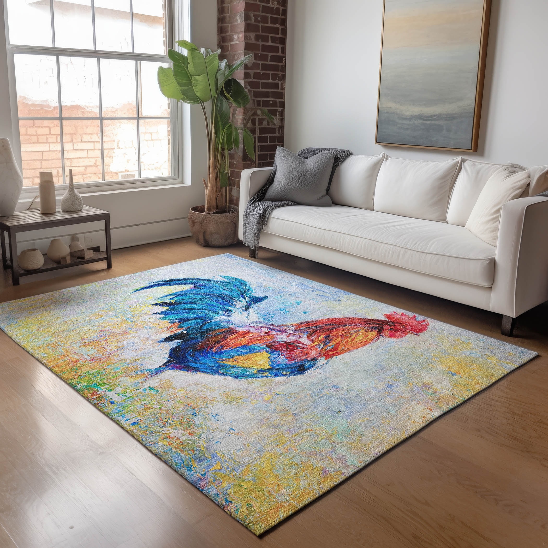 Premium Washable Super Soft Rooster Farmhouse Mayfield Rug