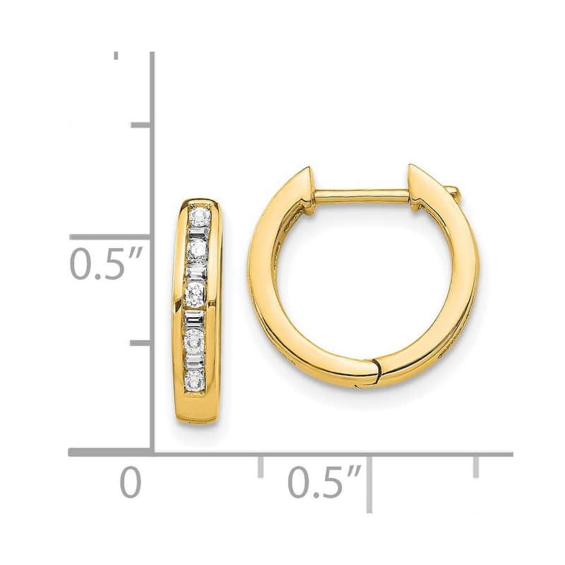 Curata 14k Diamond Hoop Earrings - 14x14mm Wide 3mm Thick