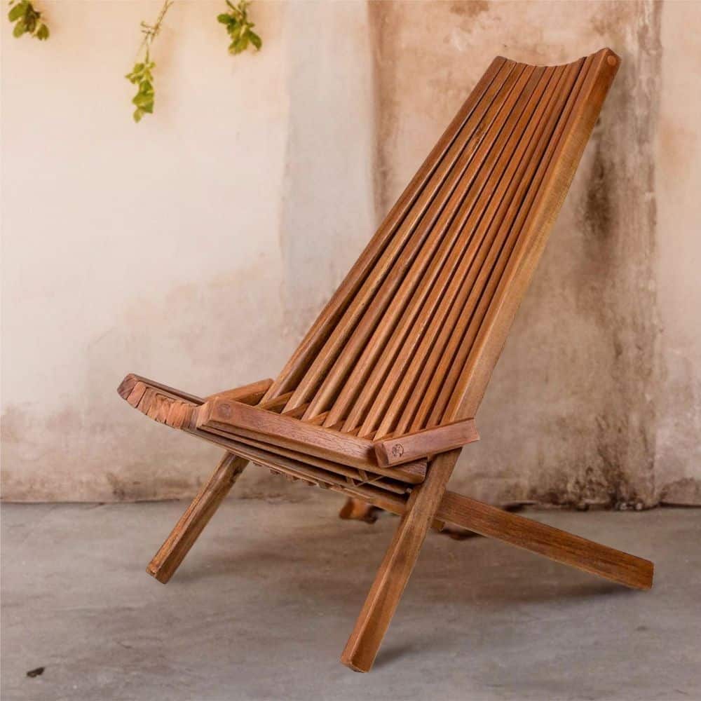 Acacia Wood Folding Chair with Long Back