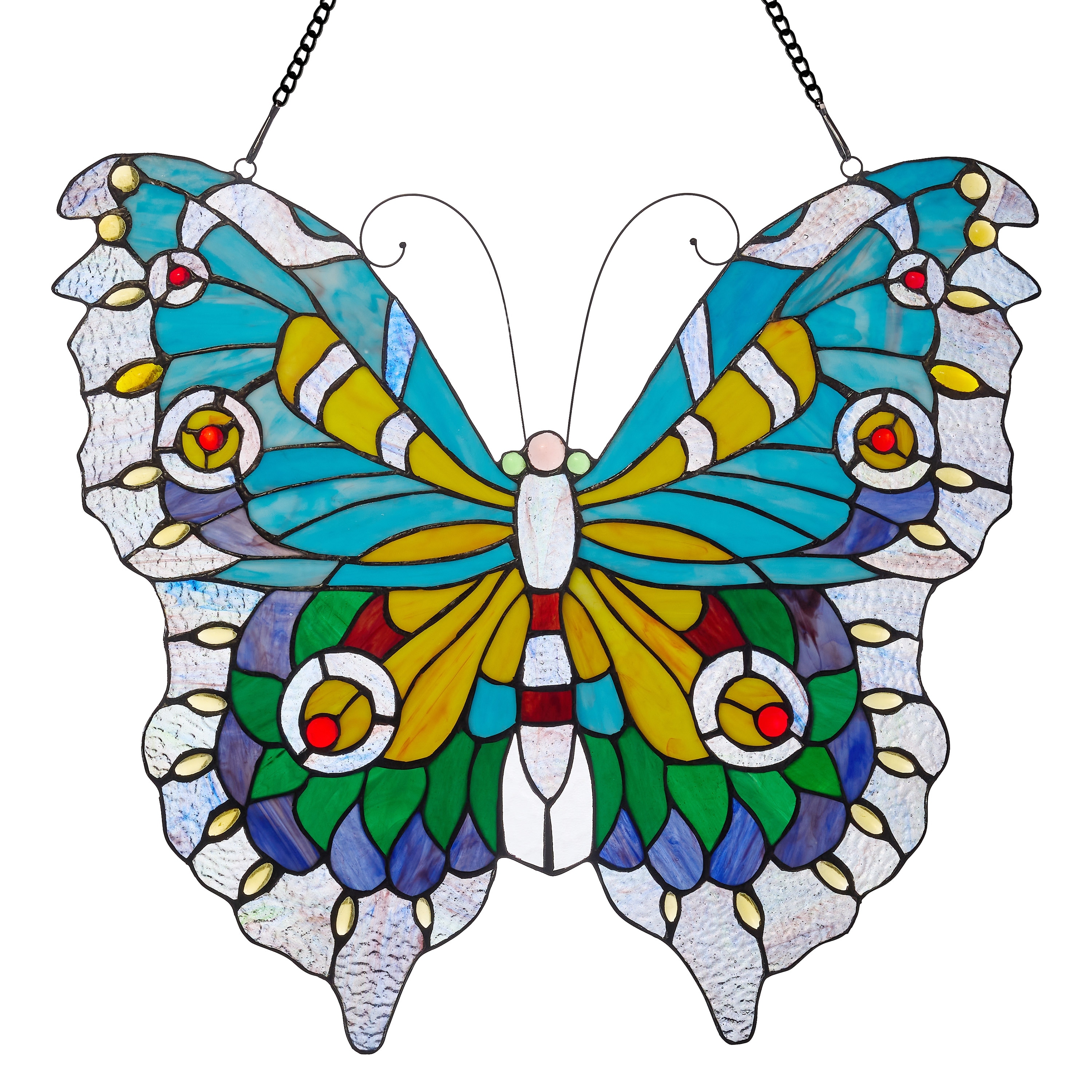 River of Goods 20.5"H Tiffany-Style Stained Glass Swallowtail Butterfly Window Panel - 21.75"L x 0.25"W x 20.5"H