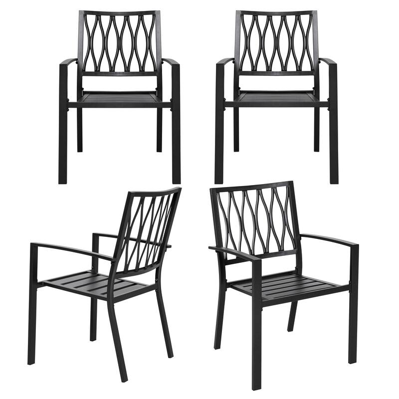 Outdoor 7-Piece Dining Set with Umbrella Hole, Black