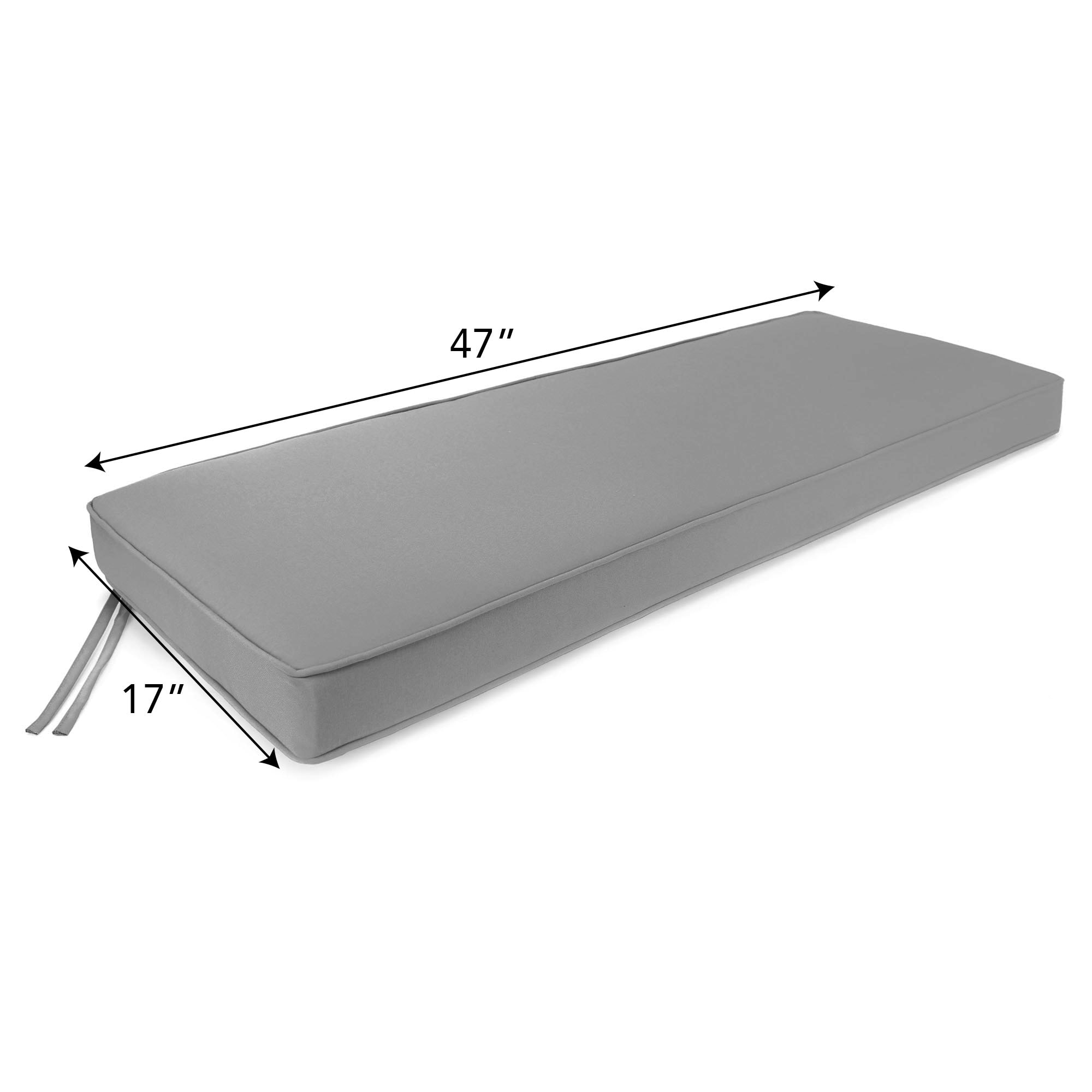 47" x 17" Teal Solid Outdoor Bench Cushion with Ties and Welt - 17'' L x 47'' W x 3'' H