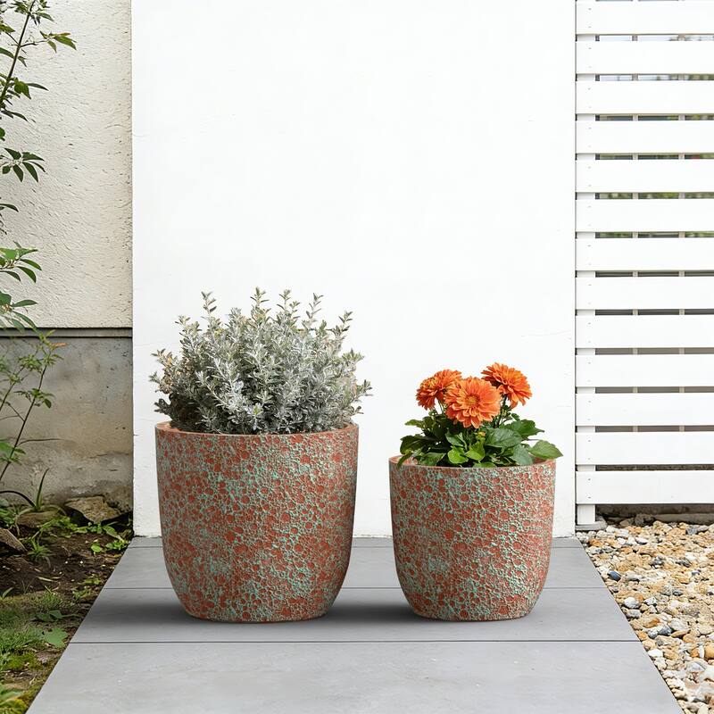 Upgraded Interior Concrete Round Planter with Drainage Holes