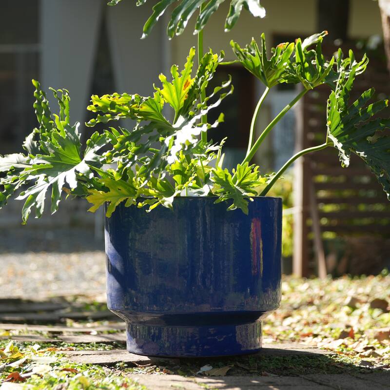 Handmade Indoor/Outdoor Ceramic Planter Set with Earthy Glossy Finish - AntiqueBlue Green