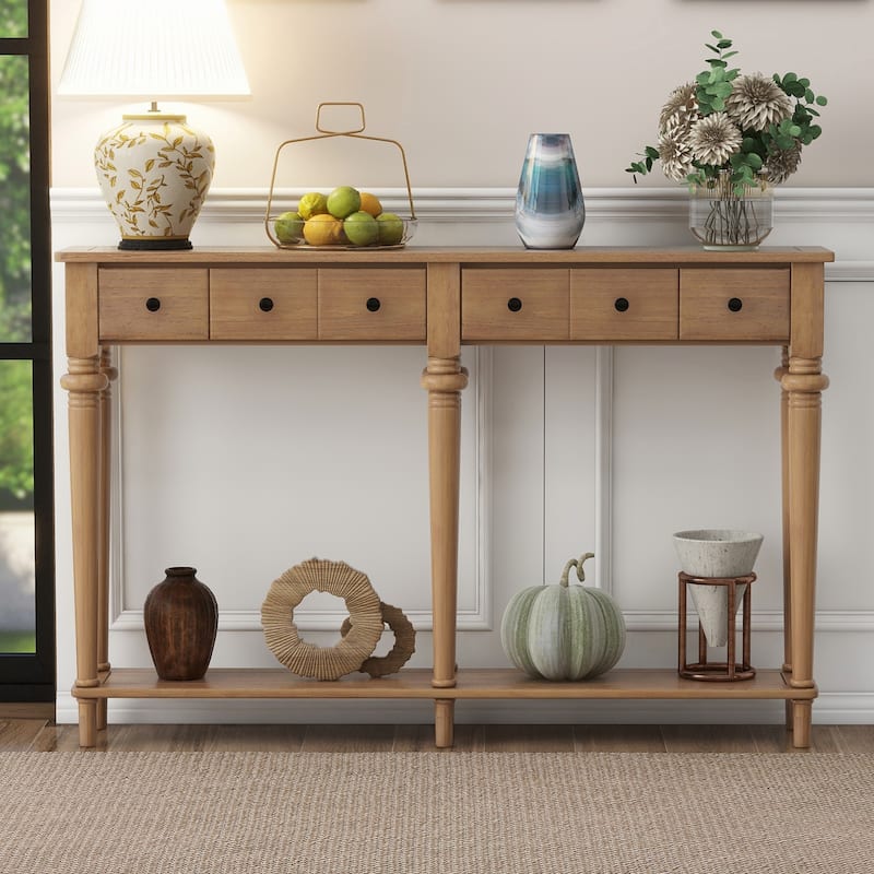 Entryway Table with 4 Drawers(Old Pine)