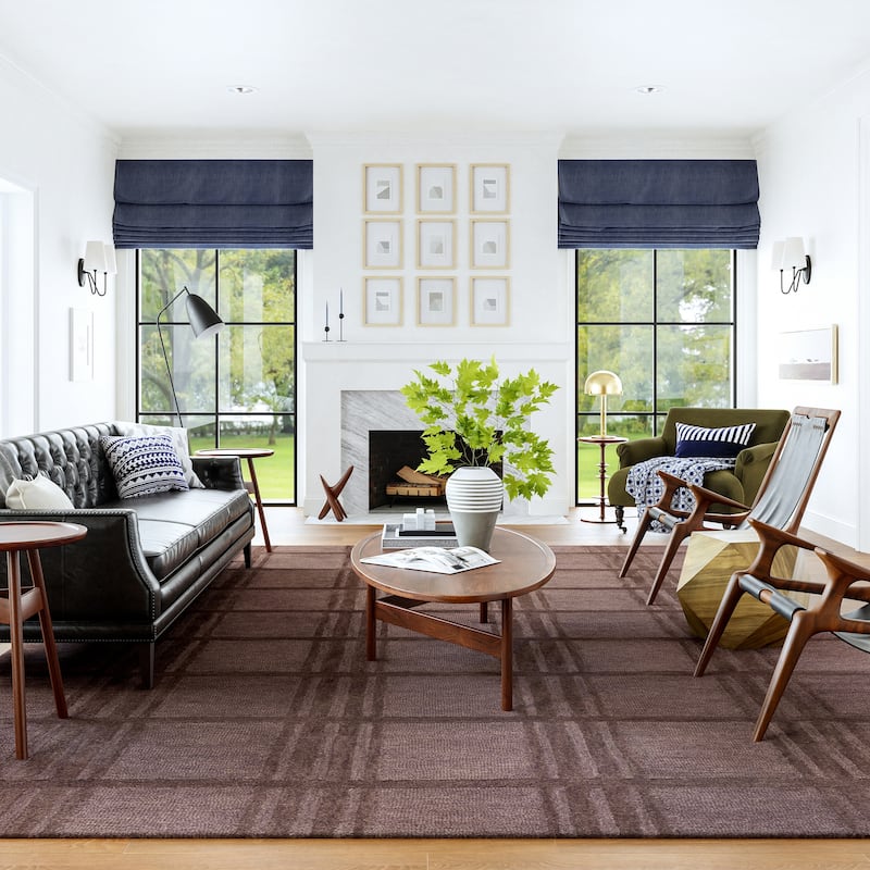 Mallory Plaid Wool Area Rug - 4' x 6' - Dark Brown
