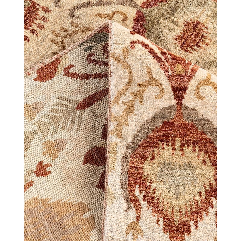 Ikat One-of-a-Kind Hand-Knotted Area Rug - Beige, 7' 10" x 10' 1" - 7' 10" x 10' 1"