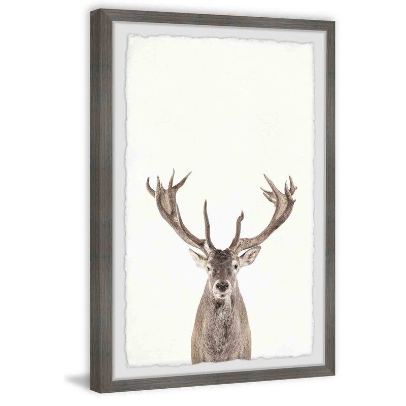 Reindeer Close-up Framed Wall Art, Elegant Home Touch - Sophisticated Artwork for Refined Décor