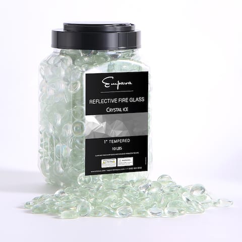 10 lbs. 1.0-in Crystal Ice Drop Beads Reflective Fire Glass for Gas Fire Pit - 1.0"