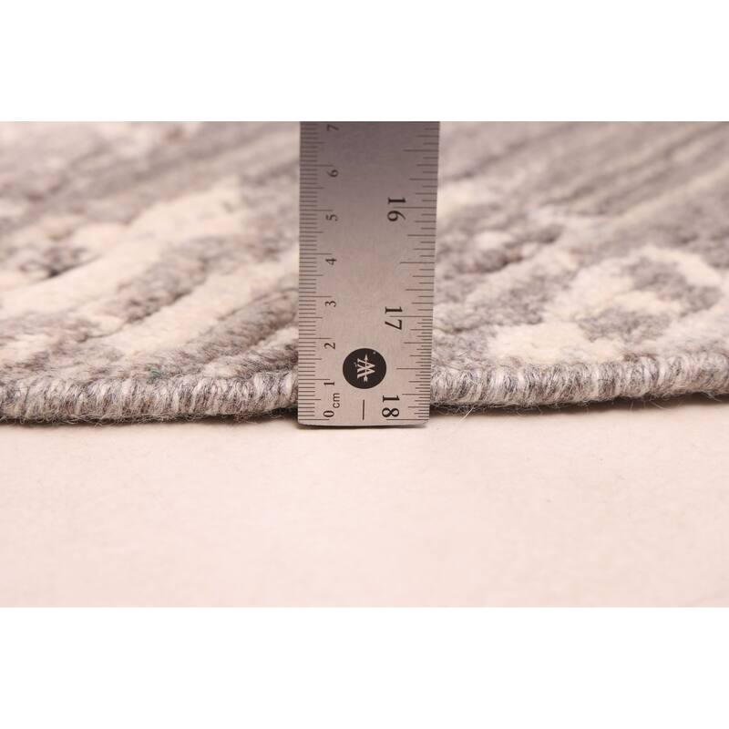 ECARPETGALLERY Hand Loomed Elysian Dark Grey Wool Rug - 9'11 x 9'11