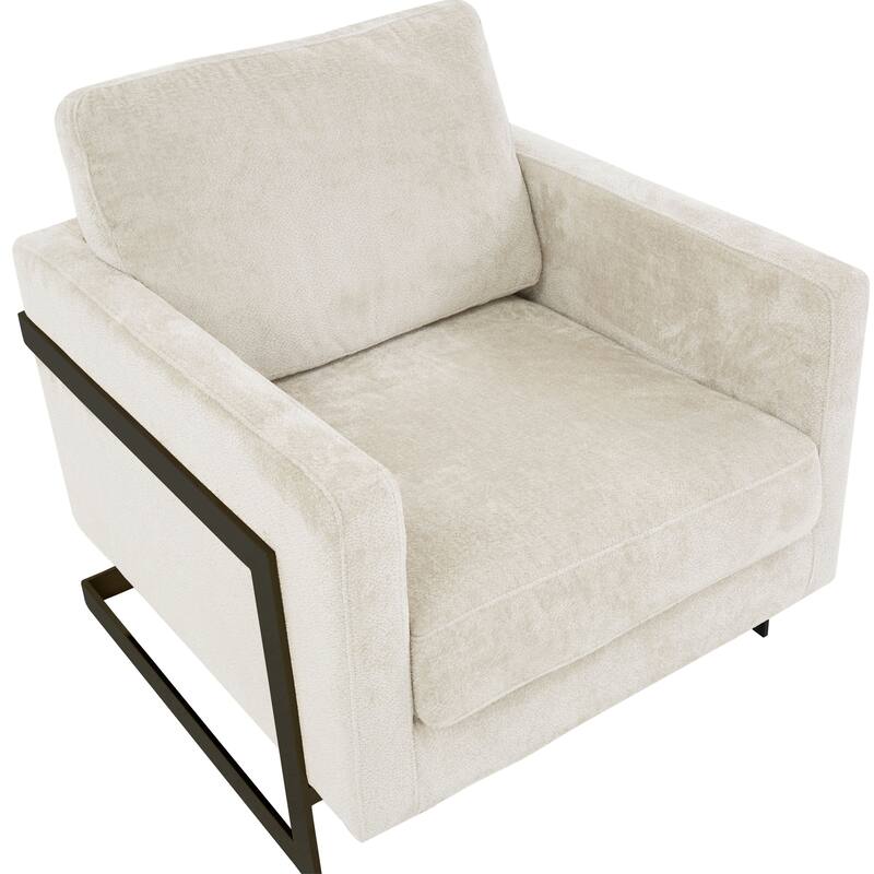 LeisureMod Lincoln Upholstered Accent Armchair with Black Steel Base