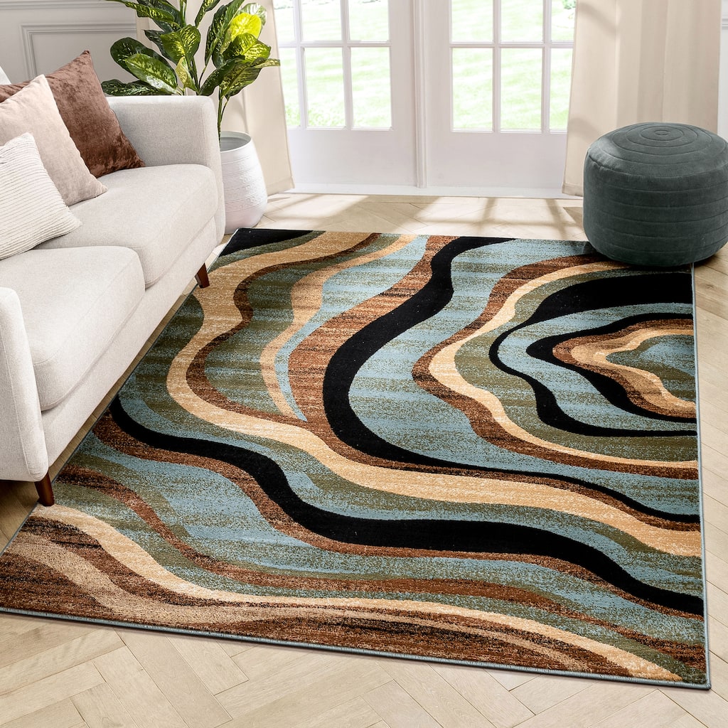 Well Woven Nirvana Waves Modern Contemporary Abstract Geometric Area Rug - 5'3 x 7'3