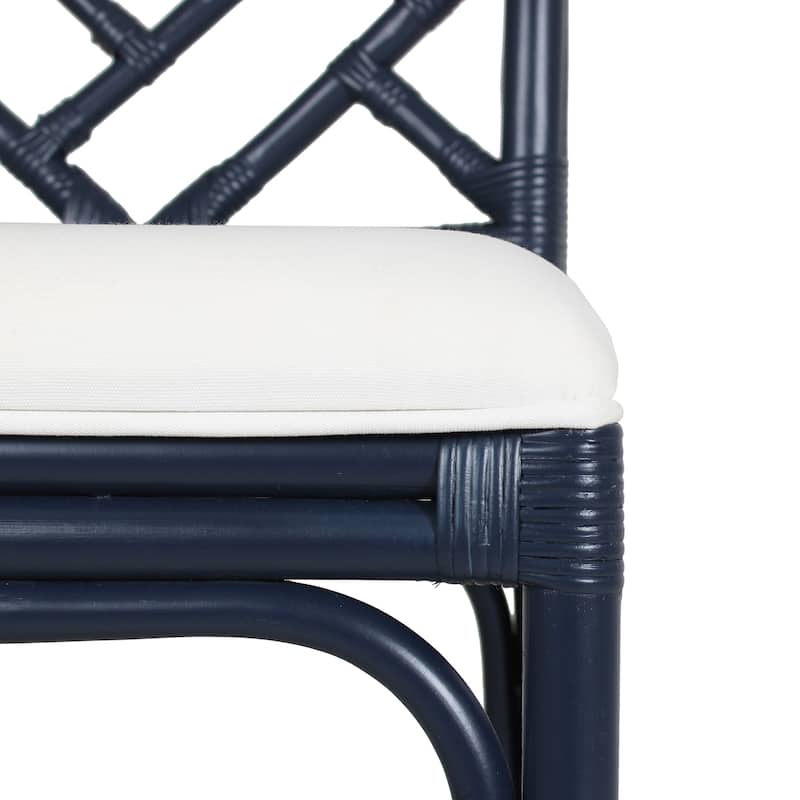 Natural Rattan Handmade Chippendale Single Cushioned Bar Stool by East at Main