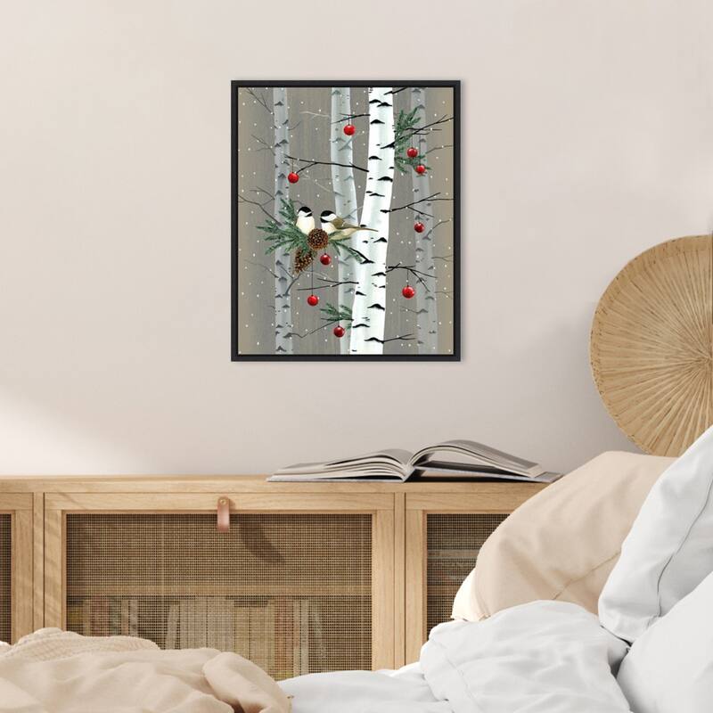 Birch Birds II by Grace Popp (16 x 20 in.), Framed Canvas Wall Art Print - Sylvie Black
