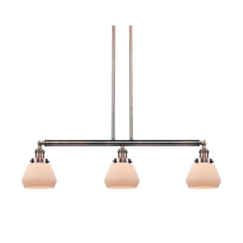 Innovations Lighting Fulton 3 Light 39" Wide Linear Chandelier - Antique Copper / Matte White Cased