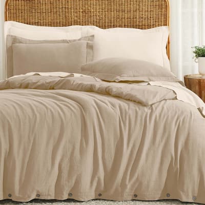 Superior Cotton Linen Garment Washed 3 Piece Duvet Cover Set