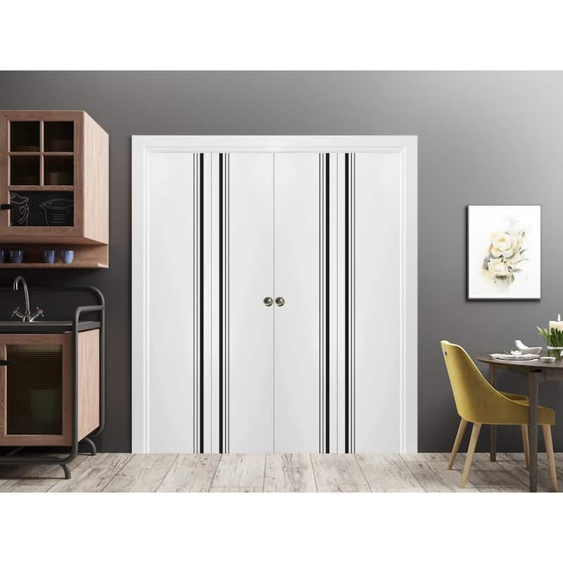 Double Bi-fold Doors Planum 0011 White Silk with Sturdy Tracks