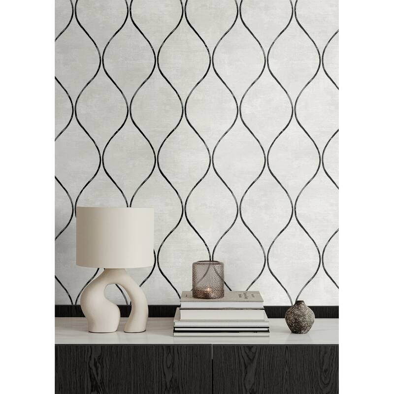 Seabrook Designs Ellisse Geometric Vertical Ogee Non-Woven Unpasted Wallpaper