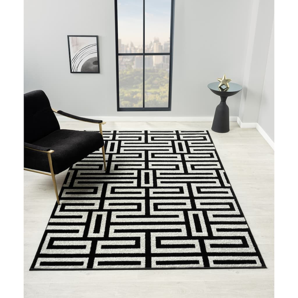 Kimberly Collection Grey Abstract Geometric Area Rug