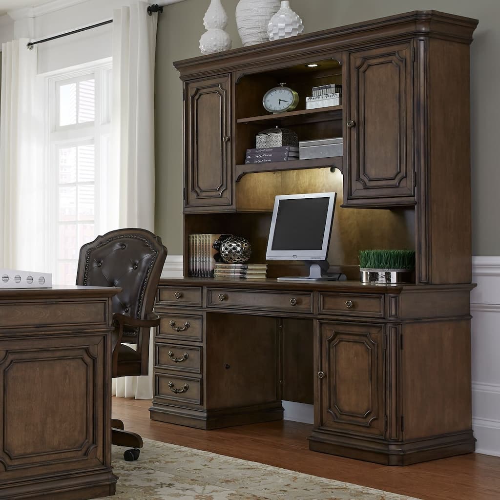 Amelia Antique Toffee Jr Executive Credenza Set