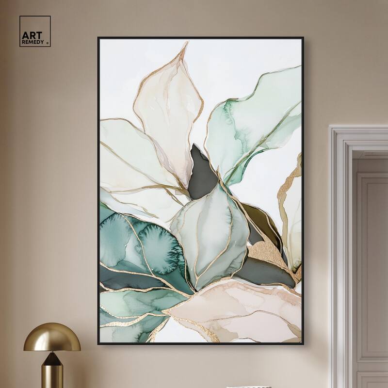 Pastel Leaves with Gold III Canvas by Art Remedy