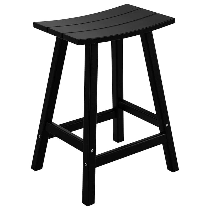 Polytrends Laguna Hdpe All Weather Outdoor Patio 24" Saddle Seat Counter Stool (Set Of 2)