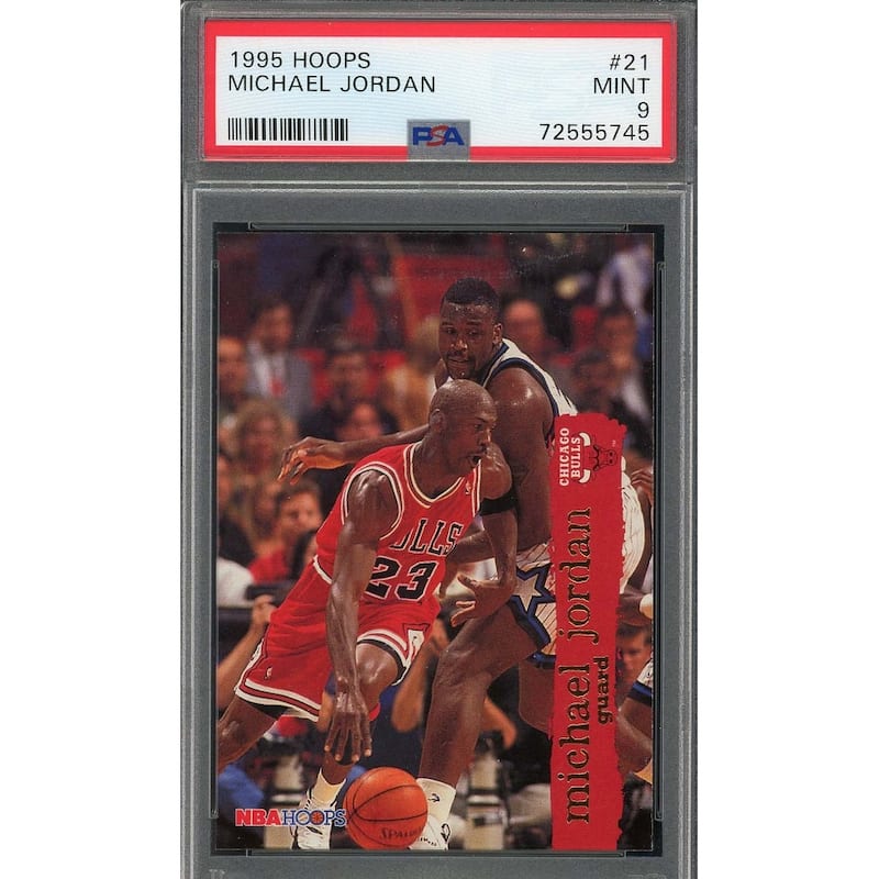 Michael Jordan 1995 Hoops Basketball Card #21 Graded PSA 9 - 8'6" x 11'6"