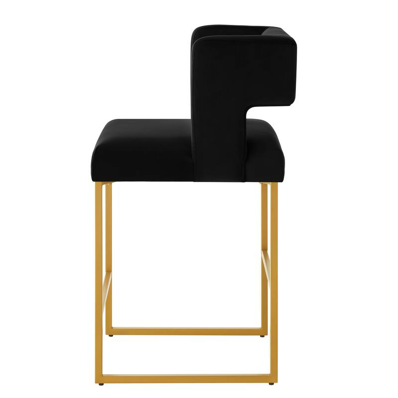 Modern Fashion Counter Height Bar Stools with Unique Square Open Backrest, Set of 2 Versatile Bar Chairs