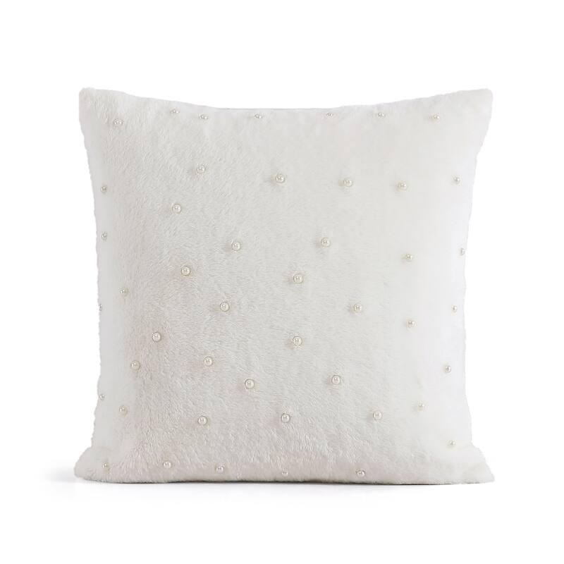 KARL LAGERFELD PARIS Faux Fur Pearl Decorative Pillow - 20x20