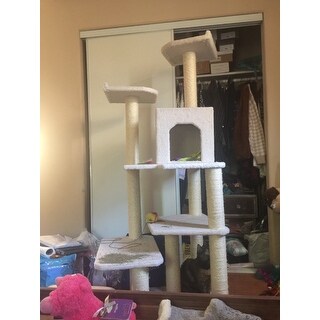 Shop Armarkat Ivory Faux Fleece 68 Inch Cat Tree Gym Overstock