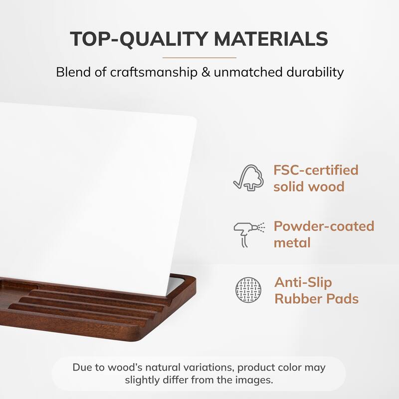 Jani Wooden Desk Organizer with Magnetic Whiteboard - Solid Wood, Hidden Storage & Anti-Skid Base for Home, Office & Workspaces