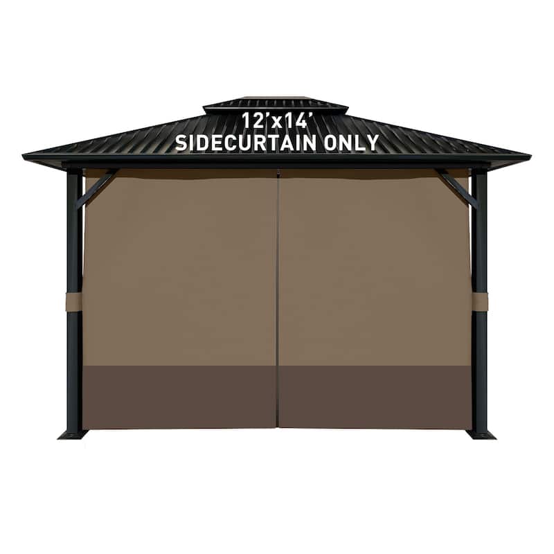 Aoodor Gazebo Curtain Replacement - Patio Privacy Curtains with Double Zipper(Curtain Only) - Brown and Coffee