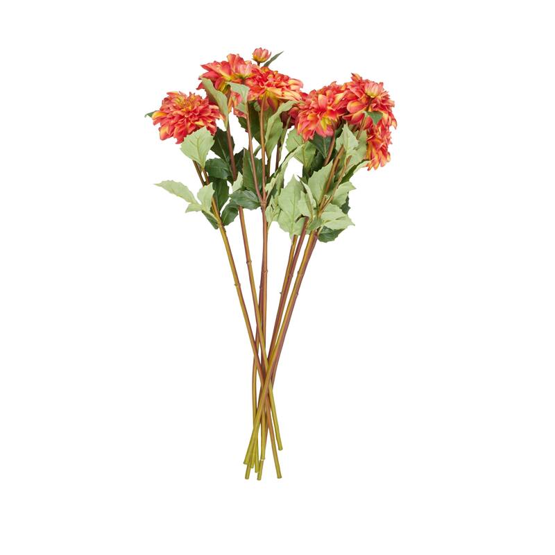 Faux Foliage Dahlia Tall Artificial Flower Stem - Set of 8 Red - Roche River Decor