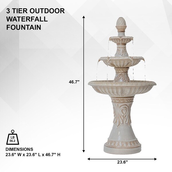XBrand 47 in H Freestanding Garden 3-Tiered Outdoor Waterfall