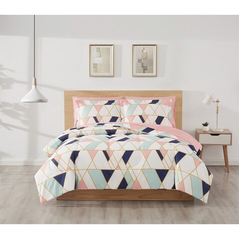 Style 212 Geo Pink/Blue 7 Piece Bed in a Bag