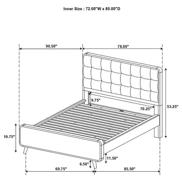 dimension image slide 8 of 68, Robyn Upholstered Tufted Bedroom Set Dark Walnut