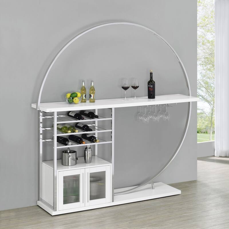 Risley 2-door Circular LED Home Bar with Wine Storage