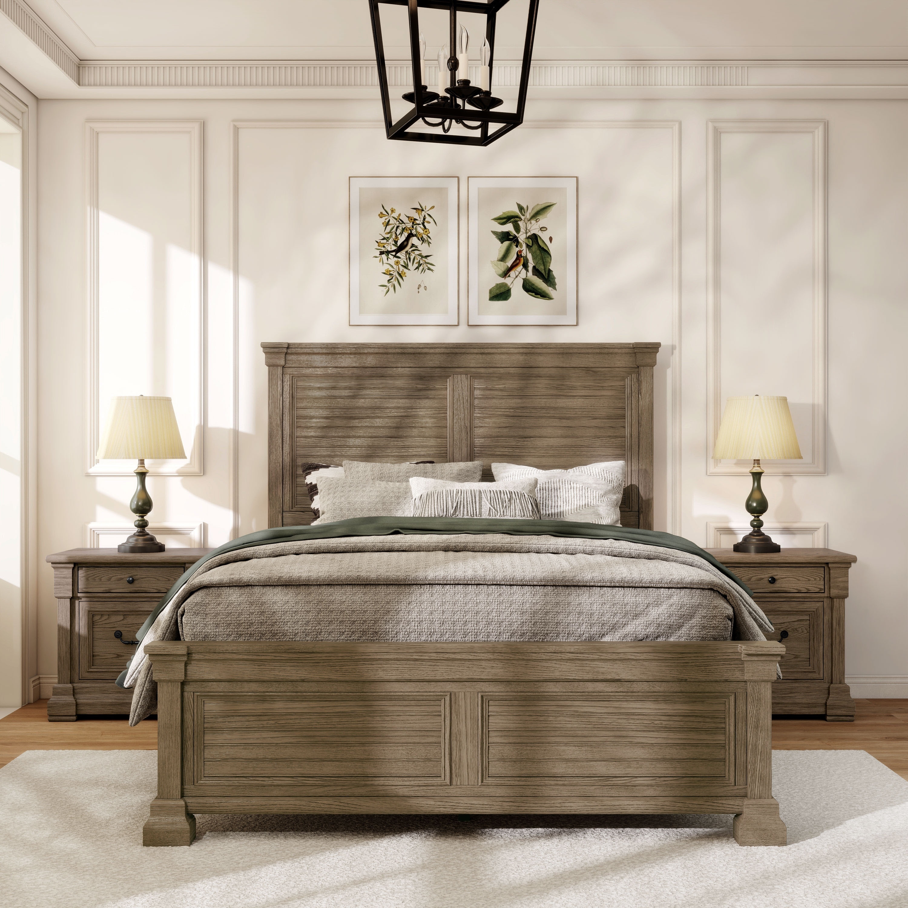 Furniture of America Wacine 3-Piece Weathered Grey Solid Wood Panel Bedroom Set