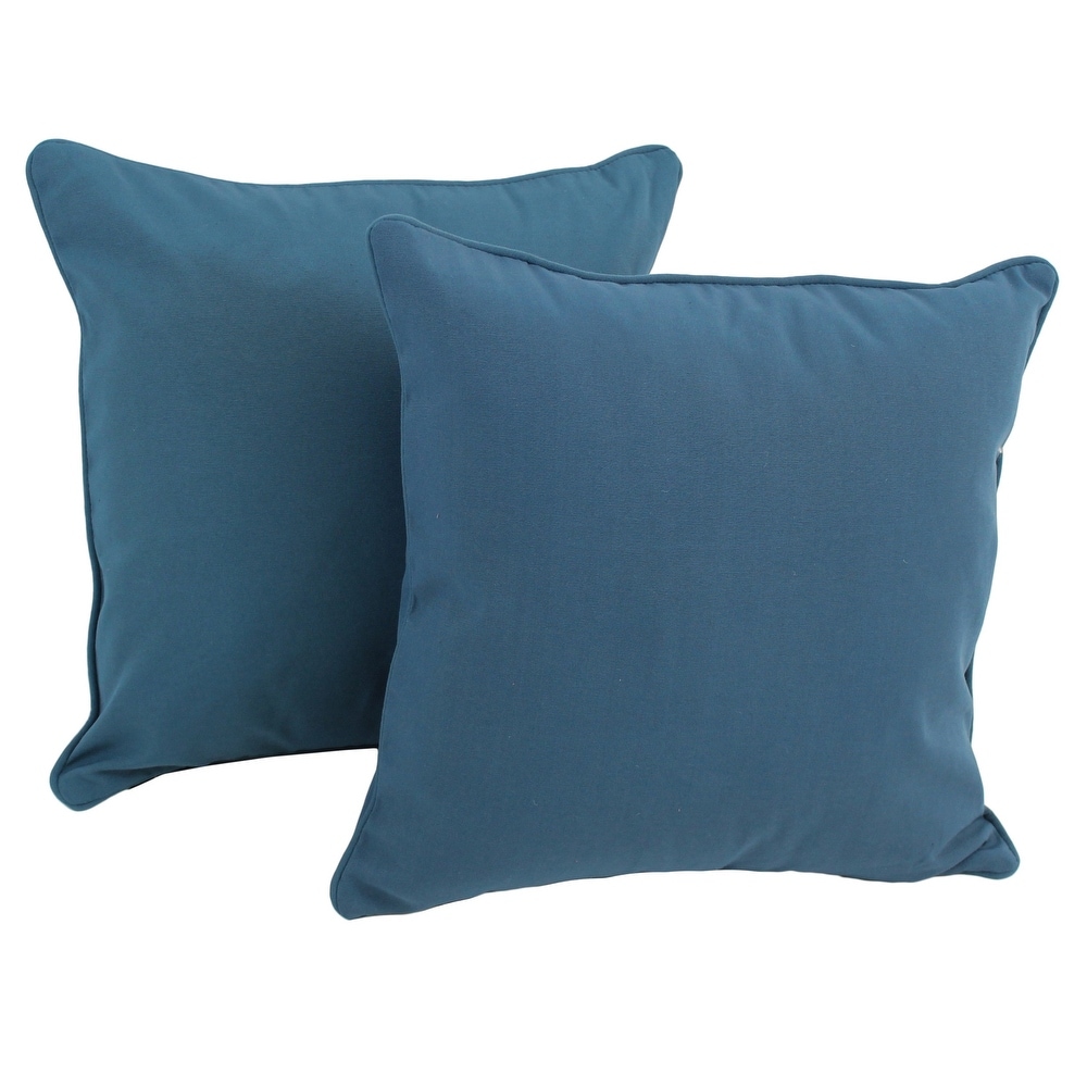 Blue Pillow Covers 18x18 Set Of 2 Square Farmhouse Decorative Throw Pillows  For Couch Sofa Chair Spring, 18x18 Inch, Blue