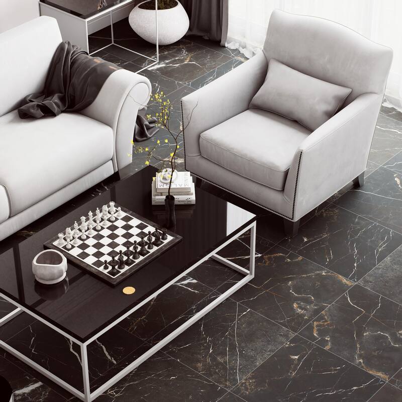 Merola Tile Reve Noir 23-1/2" x 23-1/2" Porcelain Floor and Wall Tile