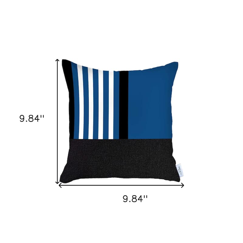 HomeRoots 18" X 18" Blue Striped Zippered Handmade Polyester Throw Pillow Cover