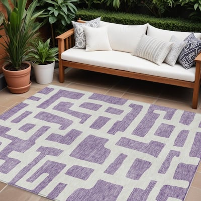 HomeRoots Abstract Transitional Rectangle Outdoor Rug