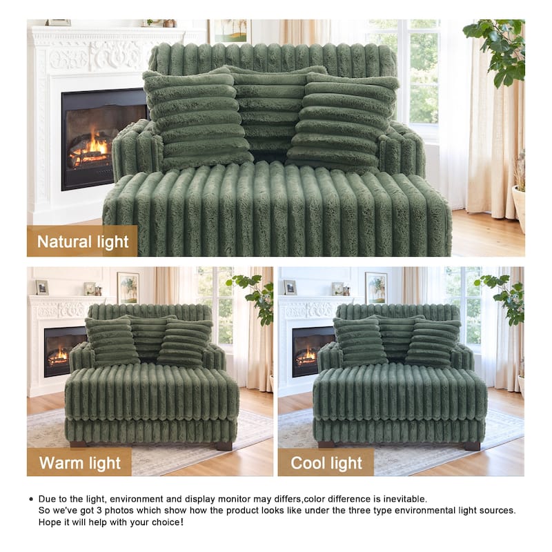 41.7" W Upholstered Plush Corduroy Chaise Lounge withe Pillows