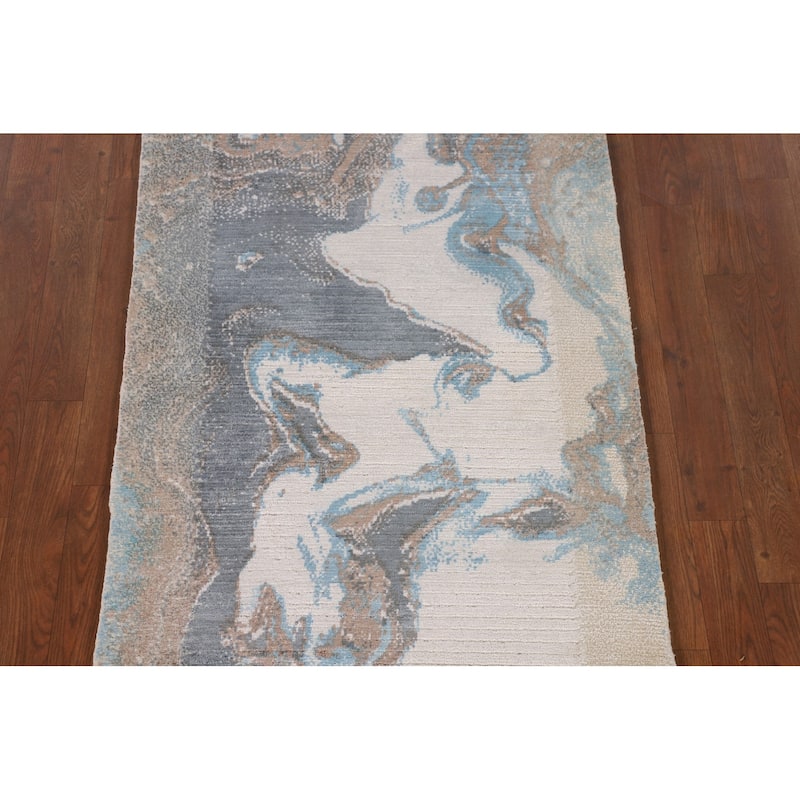 Modern Accent Rug Handmade Indian Wool Carpet - 2'8"x 4'9"
