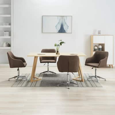 vidaXL Dining Chair 360 Degrees Swivel Accent Desk Chair with Arms Fabric - 21.7" x 20.9" x (30.7"-36.2")