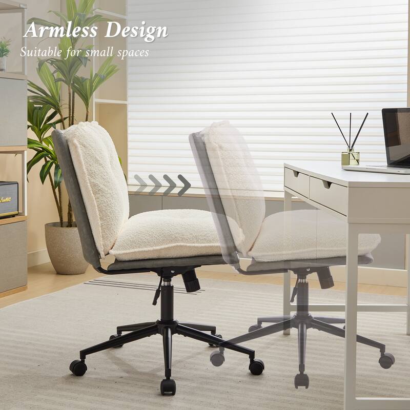 Oversize Seat Cirss Cross Chair with Wheels, Elegant Design Computer Chair, Adjustable Height 360° Rolling Swivel Chair