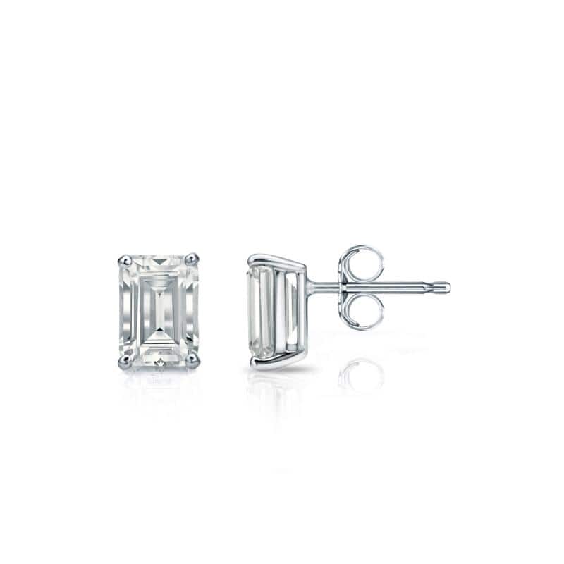 Auriya 14k Gold Lab Grown Emerald Diamond Stud Earrings 0.50 to 5.00 ct. tw. 4-Prong Basket Push-Back (F-G VS) - White - 0.75 ct. tw.