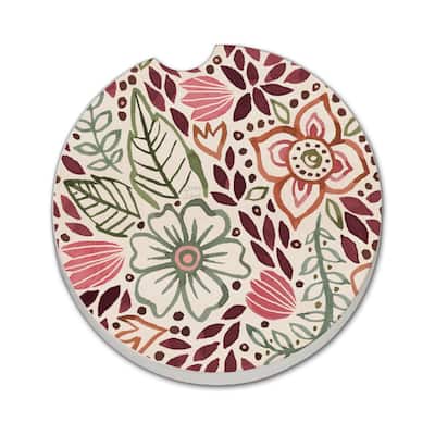 Floralscape 2 Pack Absorbent Stone Coaster for Vehicle Cup Holder 2.6” Diameter Manufactured in The USA